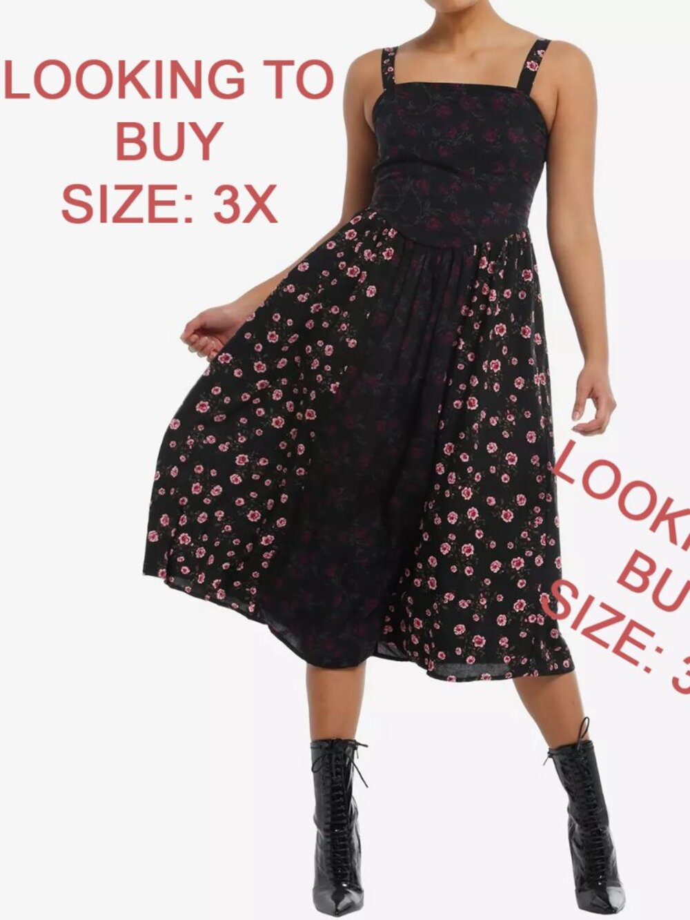 Hot Topic Thorn & Fable Color Block Floral Midi Dress 3X